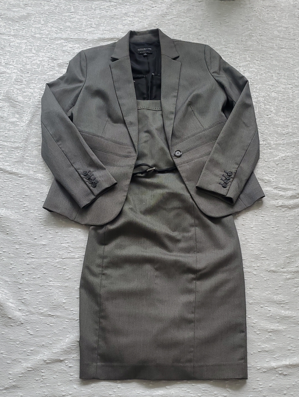 Women's Charcoal Gray Midi Dress with Matching Blazer